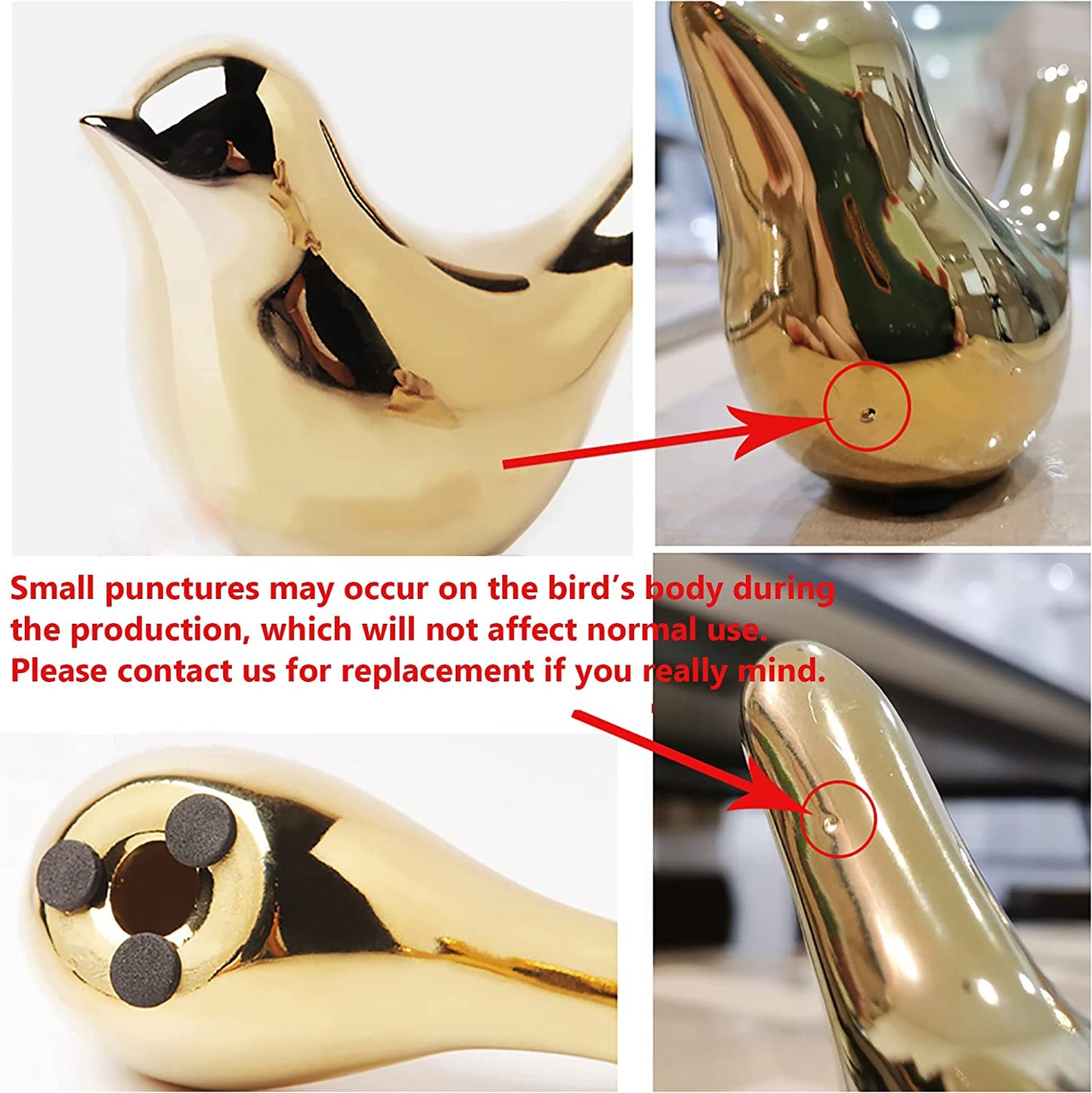 Small Birds Statues Gold Home Decor Modern Style Figurine Decorative Ornaments for Living Room, Bedroom, Office Desktop, Cabinets