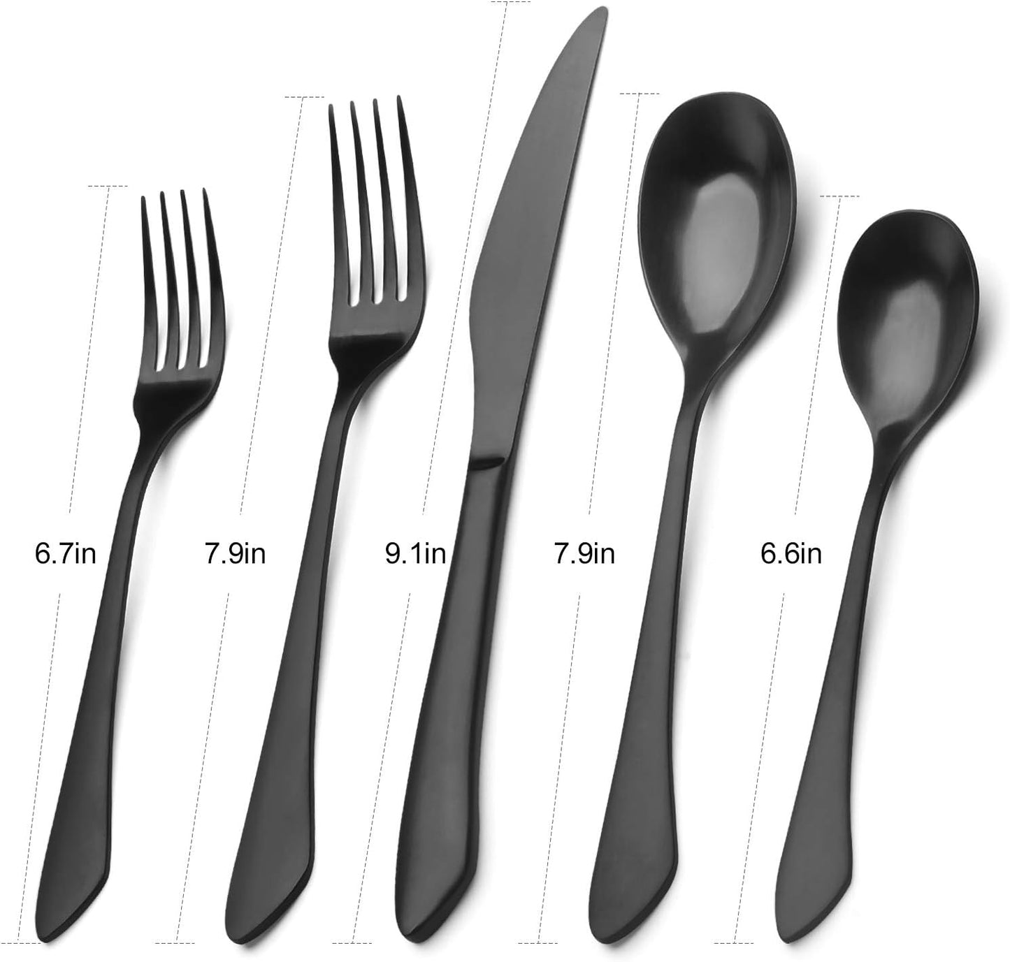 Matte Black Silverware Set, 20-Piece Stainless Steel Flatware Set Service for 4, Satin Finish Tableware Cutlery Set for Home and Restaurant, Dishwasher Safe