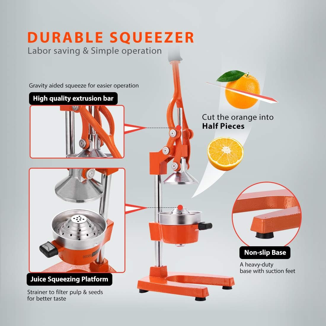 Heavy Duty Commercial Manual Hand Press Citrus Orange Lemon Juicer Squeezer Machine