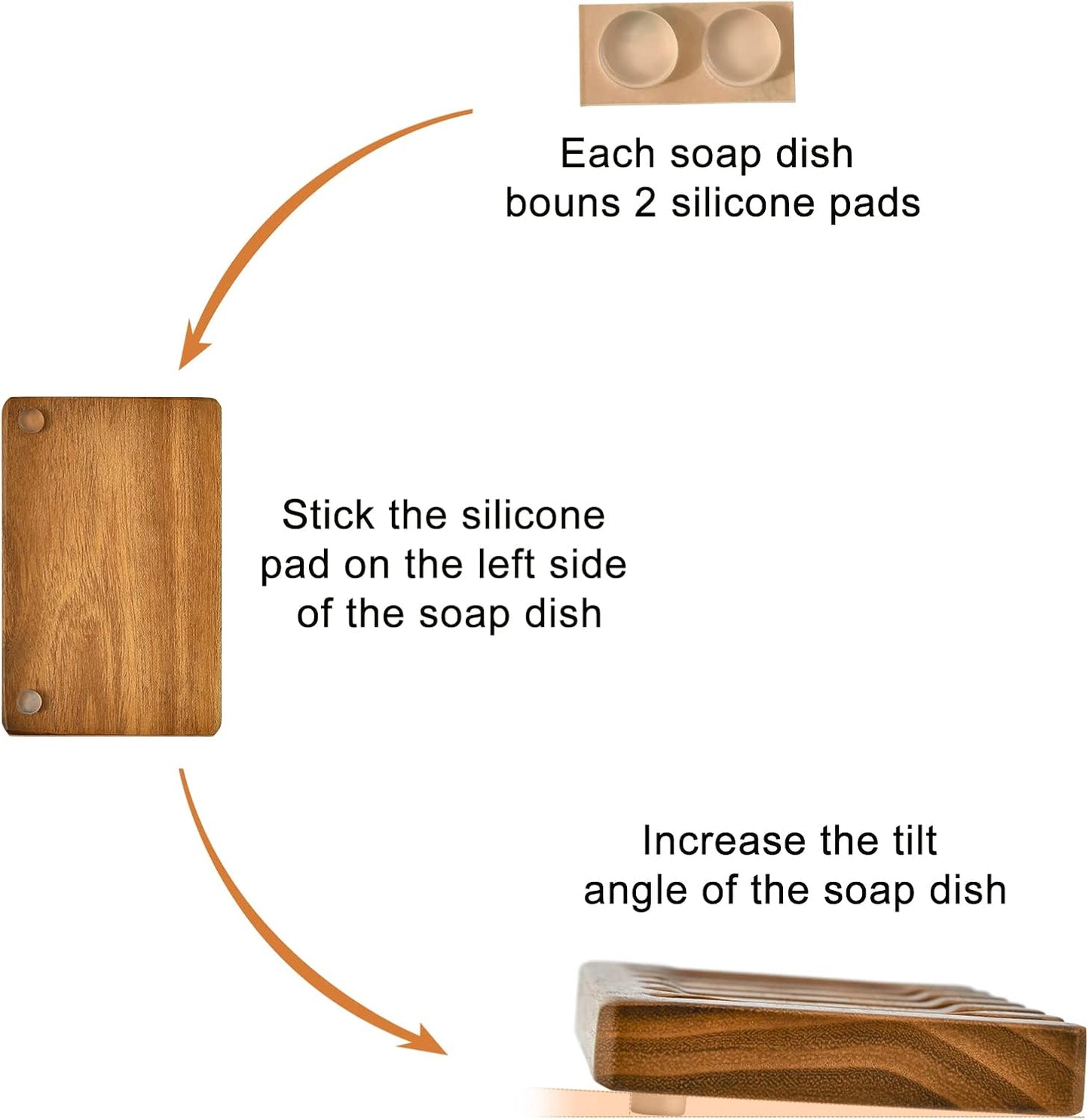 Wooden Soap Dishes for Bathroom/Shower, Bar Soap Holder with Self Draining Tray, Natural Waterfall Drain Soap Saver, Teak (2P)