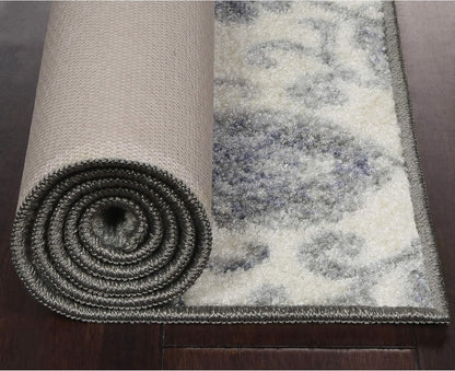 Blooming Damask Area Rugs Carpet for Living Room & Bedroom [Made in USA], 5 X 7, Grey/Blue