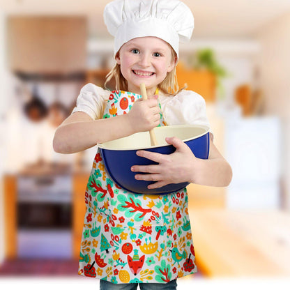 Kids Aprons, Cotton Children Aprons with Adjustable Neck Strap Child Chef Aprons