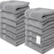 Light Grey Luxury Cotton Washcloths 12 Pc Set - Large 13X13 Inches Hotel Style Face Towel, High Absorbent Quick Dry Wash Cloths for Home, Spa, Gym, Light Grey, 12 Pack