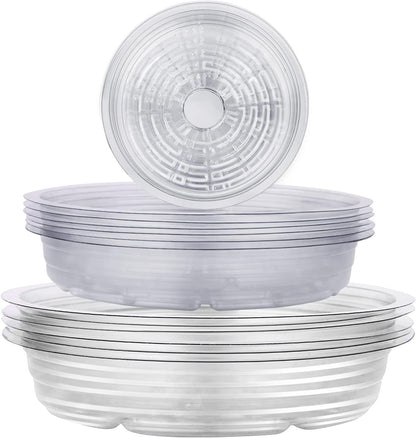 Plant Saucer, 18 Pack of 6 8 10 Inch Plastic Plant Saucers for Indoors Outdoors Clear Flower Pot Drip Trays Plants Garden Saucers Plant Pot Saucer Trays