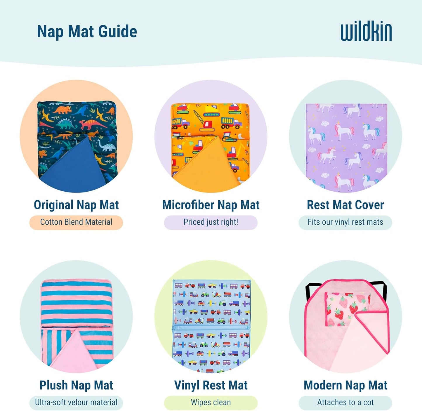 Original Nap Mat with Reusable Pillow for Boys & Girls, Perfect for Elementary Daycare Sleepovers, Features Hook & Loop Fastener, Cotton Blend Materials Nap Mat for Kids