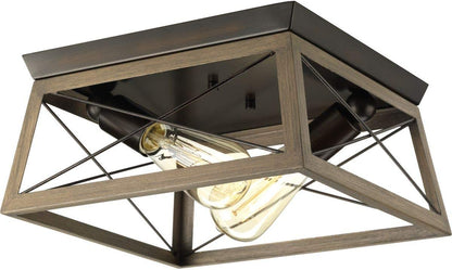 Briarwood Collection Antique Bronze Two-Light Farmhouse Flush Mount Ceiling Light