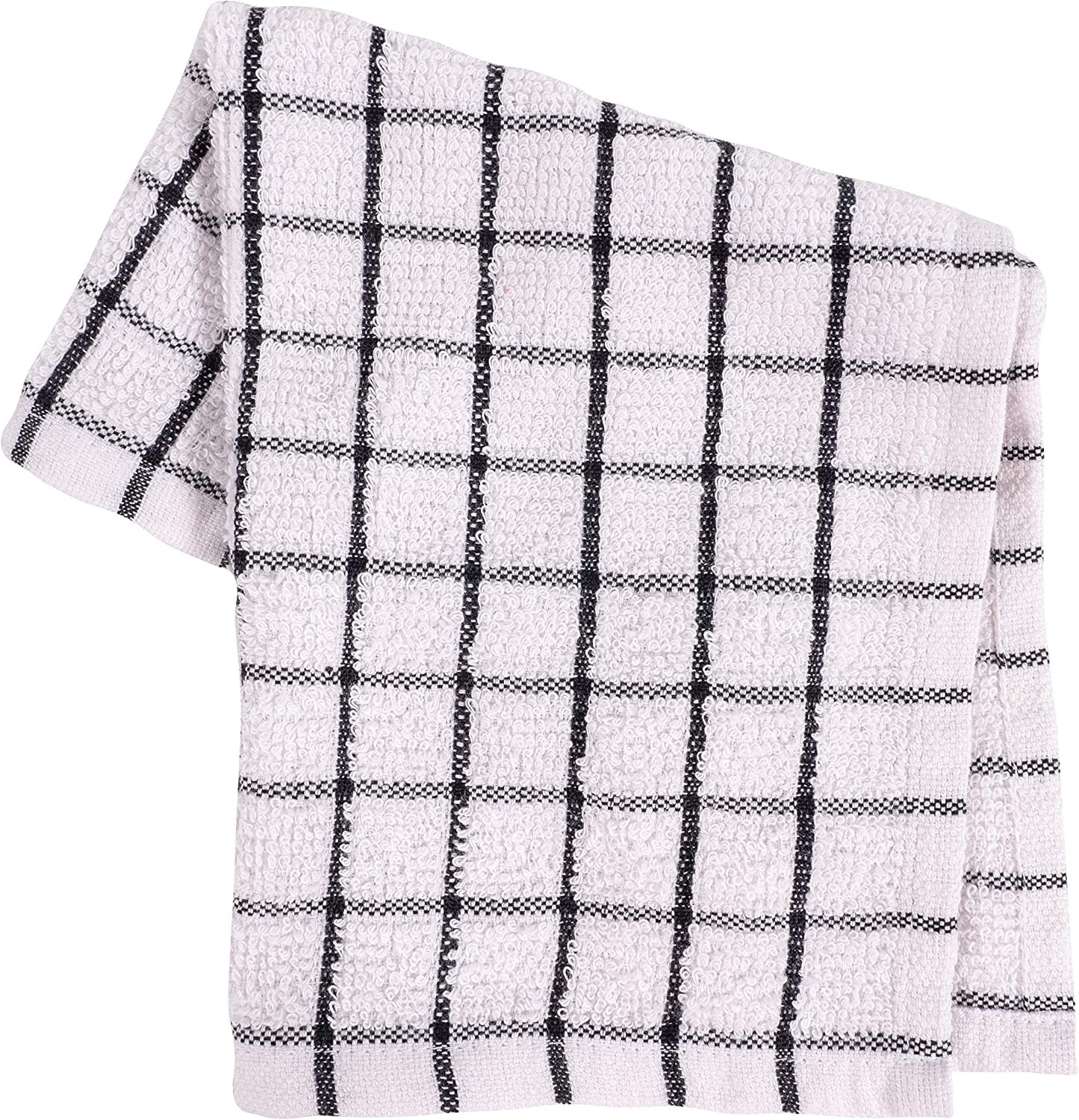 Pantry 100% Cotton Checkered Grid Dish Cloths | Set of 6, 12 X 12 Inches | Absorbent and Machine Washable | Perfect for Cleaning Counters, and Any Household Spills - Black