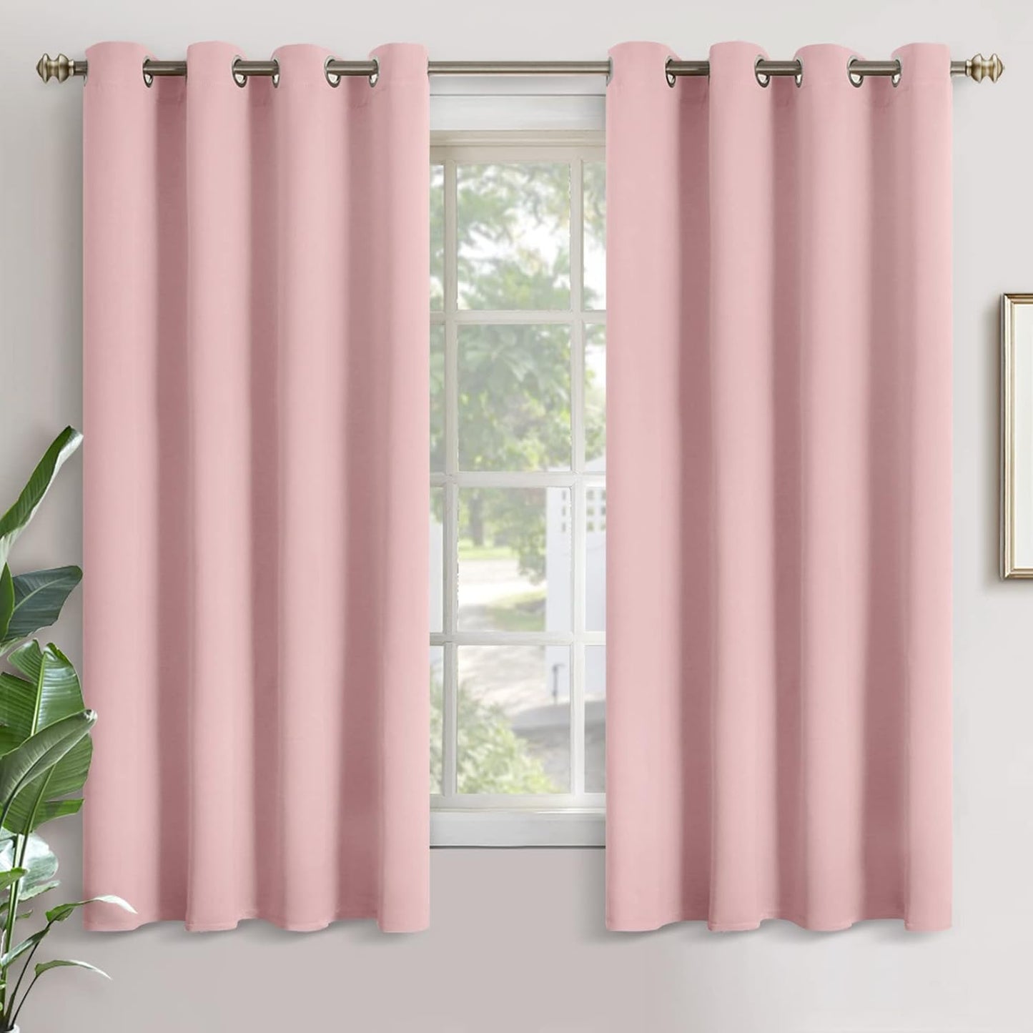 Baby Pink Room Darkening Curtains for Kids Bedroom 63 Inch Long - Thermal Insulated with Grommet Blackout Window Drapes for Living Room Girl Nursery Privacy, 2 Panels, 52 X 63 Inch