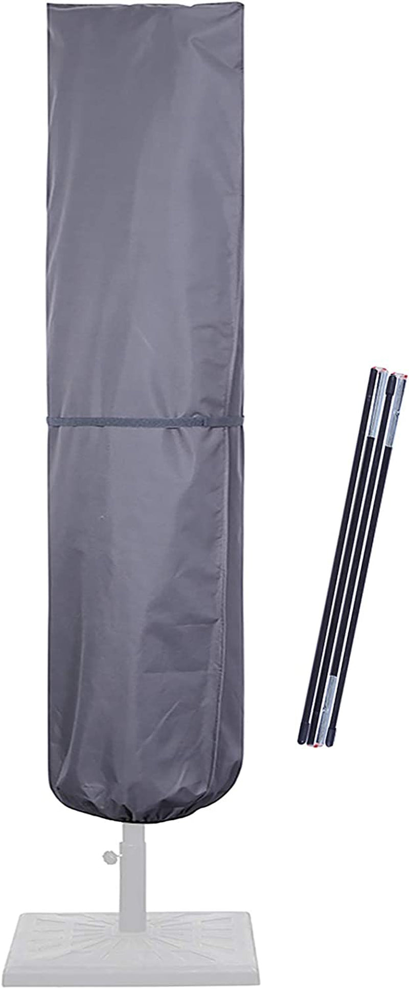 Patio Umbrella Cover with Rod for 7 to 11 Ft Umbrellas & 15 Ft Double-Sided Umbrellas, 600D Protective Waterproof Cover with Zipper, Gray