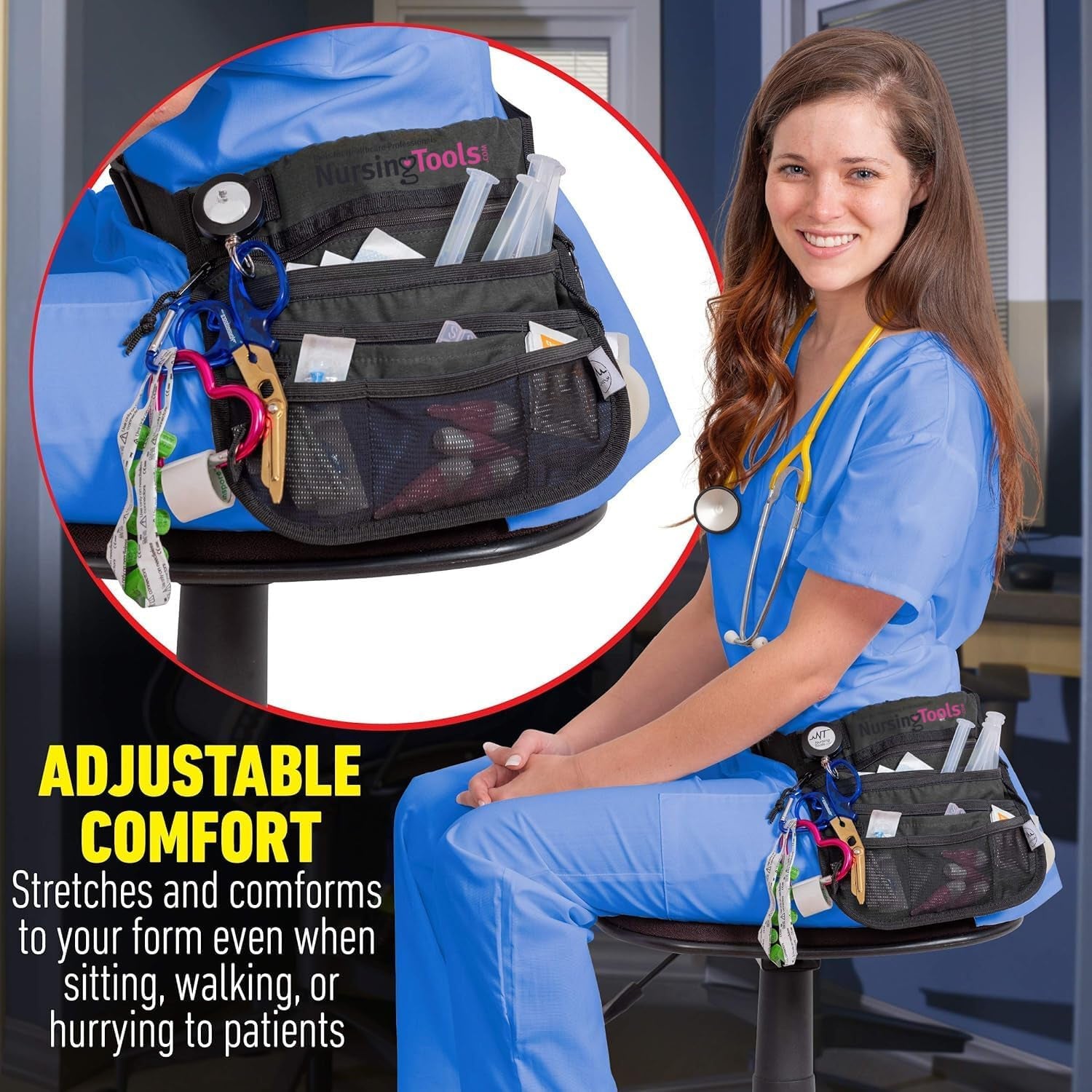 Kangapak Nurse Fanny Pack Multi Compartment Waist Organizer Tool Bag for Students, Practitioners & Medical Professionals