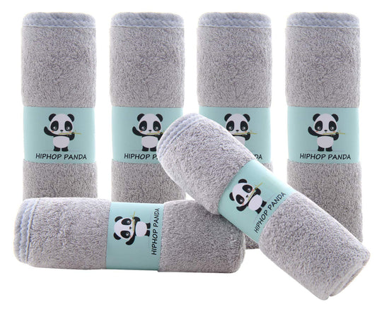 Baby Washcloths, Rayon Made from Bamboo - 2 Layer Ultra Soft Absorbent Newborn Bath Face Towel - Reusable Baby Wipes for Delicate Skin - Grey, 6 Pack