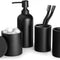 Matte Black Bathroom Accessories Set, 4 Pcs Organizer with Soap Dispenser, Qtip Holder, Tumbler, Toothbrush Holder – Accesorios Para Baño Moderno