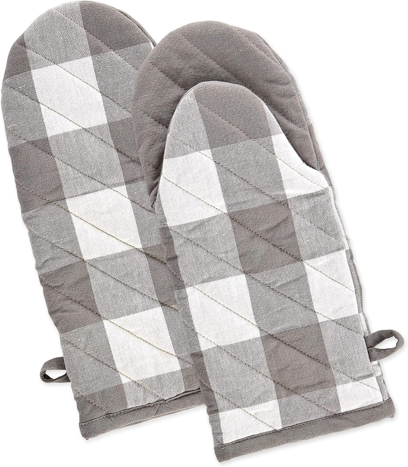 Buffalo Check Kitchen Collection, Classic Farmhouse Kitchen Set, Oven Mitt, Gray & White, 2 Piece