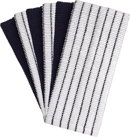 Pack of 6 Premium Bright Kitchen Towels Set - Striped Chef Weave Kitchen Hand Towels - Large, 380 GSM, Extra Absorbent - Dish Towels for Drying Dishes - Cotton Tea Towels - Kitchen Hand Towels - Navy