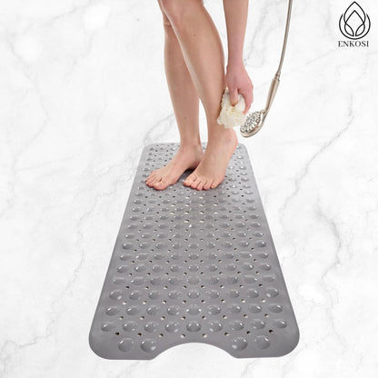 Bath Mat for Tub Non Slip Bath Mat - anti Slip Shower Mat Non Slip - Bathtub Mat Non Slip - 40X16 Extra Long Bath Mat - Shower Floor Mat Non Slip - Bath Tub Mat - Bath Mats for Shower (Bath Gray)