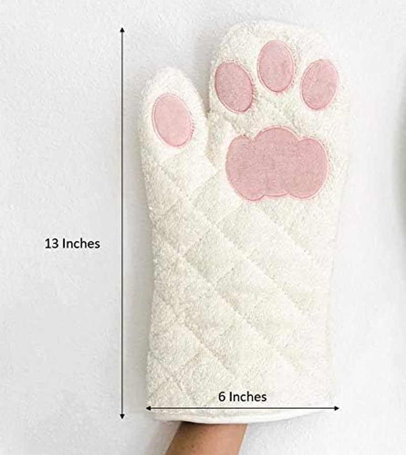 Oven Mitts Cat Paws - White and Pink