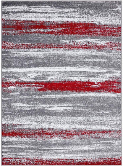 Modern Abstract Red 2X3 Area Rug