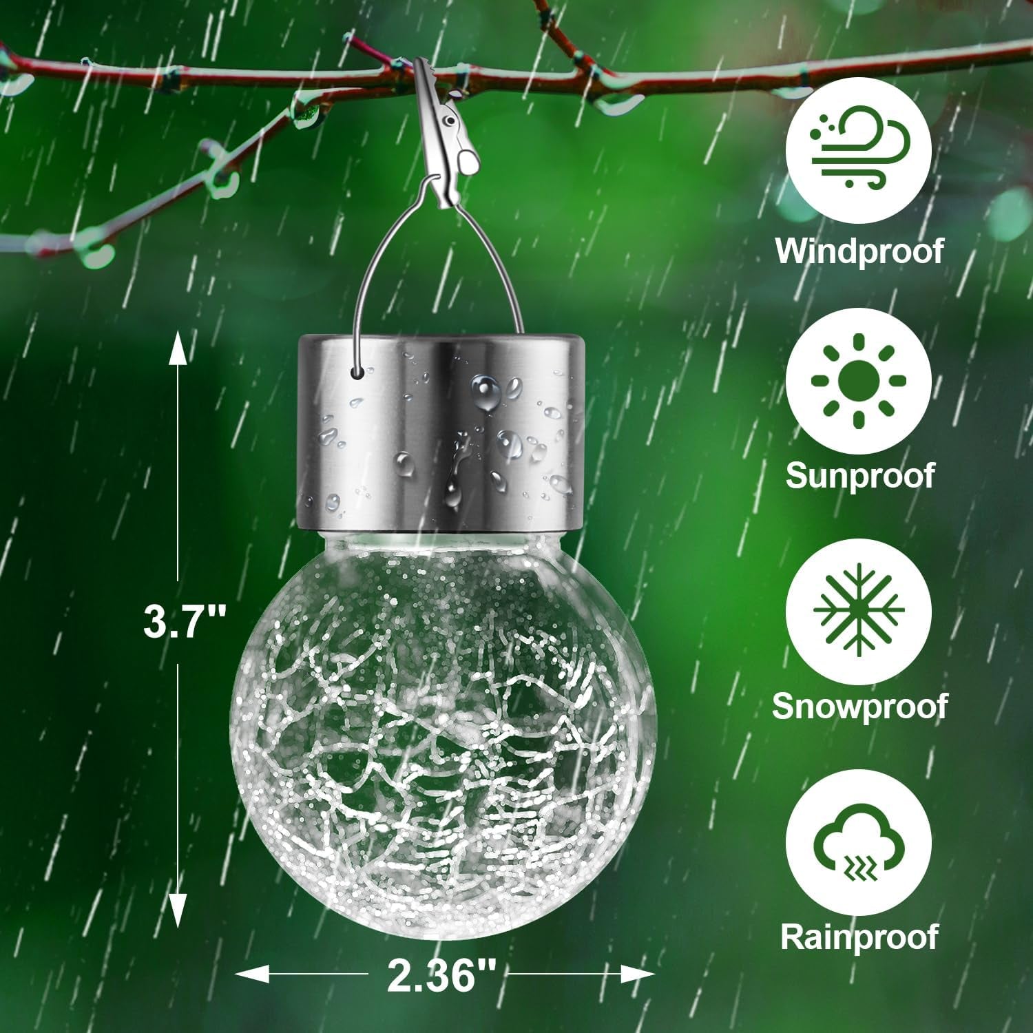 Solar Lights Outdoor Decorative 12 Pack, Hanging Solar Garden Lights Waterproof, Solar Powered Globe Lantern Cracked Glass Ball Lights for Yard Patio Fence Tree Umbrella Holiday Decoration,Warm White