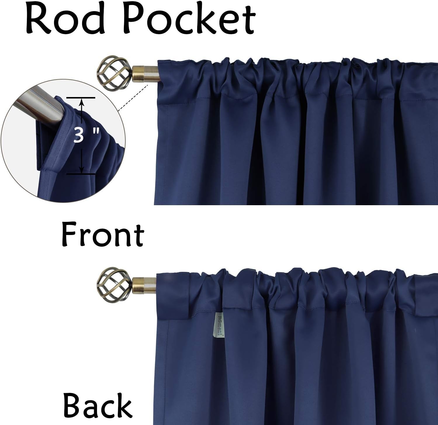 Blackout Curtains 84 Inch Length 2 Panels for Bedroom - Rod Pocket and Back Tab Thermal Insulated Room Darkening Curtains for Living Room, 52 X 84 Inch, Navy Blue