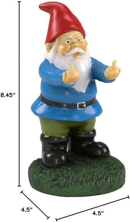 Middle Finger Gnome, 8.45In Tall - the Original Double Bird Garden Gnome Statue - Outdoor Funny Gnome Decoration and Lawn Ornament