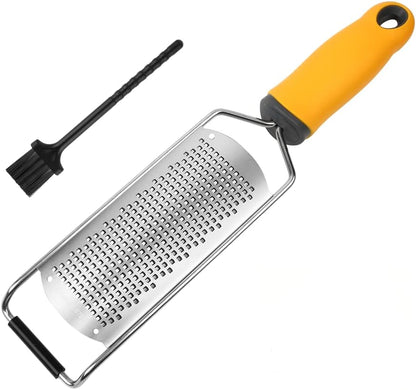 Pro Zester Grater, Lemon Zester, Parmesan Zester, Chocolate, with Razor-Sharp Stainless Steel Blade, Protective Cover and Cleaning Brush, Dishwasher Safe, by