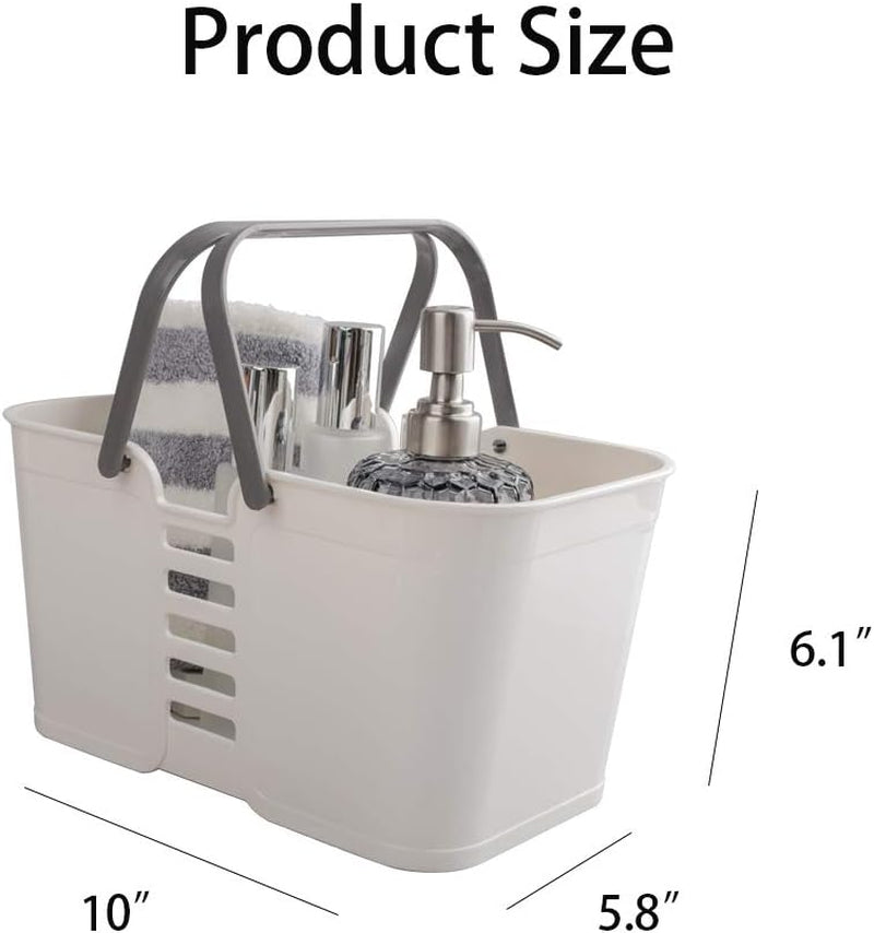 Plastic Storage Baskets with Handles, Storage Bin Protable Shower Caddy Baskets for Bathroom and Kitchen, (3 Pack, Grey)