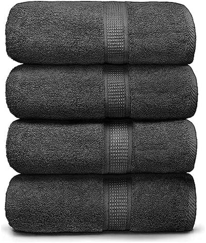 Towels 4-Piece Large Premium Bath Towels Set - Suitable for Sensitive Skin & Daily Use - Soft, Quick Drying & Highly Absorbent Towels for Bathroom, Gym, Hotel & Spa - 30" X 52"-Grey