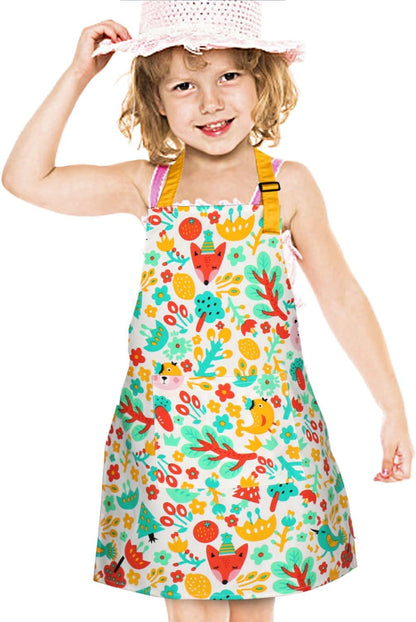 Kids Aprons, Cotton Children Aprons with Adjustable Neck Strap Child Chef Aprons