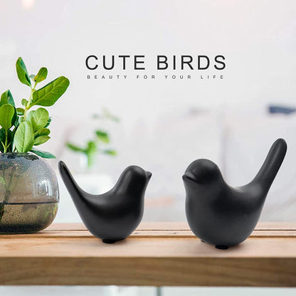 Small Animal Statues Home Decor Modern Style Birds Decorative Ornaments for Living Room, Bedroom, Office Desktop, Cabinets (Black 2Pcs)