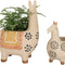 Ceramic Animal Succulent Planter Pots - 6.1 + 4.5 Inch Cute Alpaca/Llama & Goat Rough Pottery Unglazed Desktop Flower Plant Pots Indoor, Home Decor Gifts for Mom, Orange