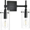 Effimero Modern Farmhouse Bathroom Vanity Lights Fixtures 2 Lights over Mirror Matte Black Vanity Lights for Bathroom Light Fixtures Industrial Lighting Clear Glass Covers, UL Listed