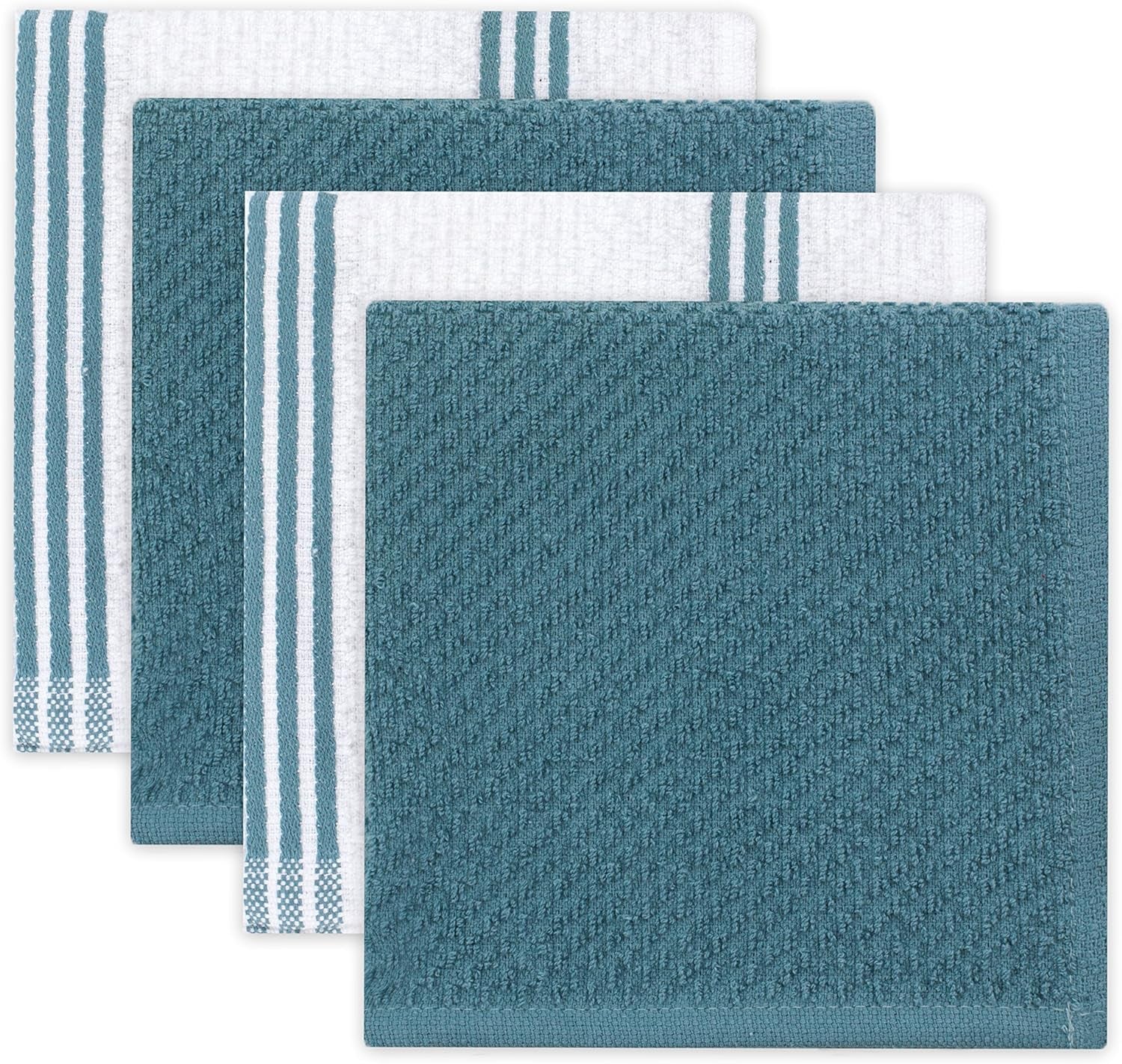 Kitchen Towels Dishcloths Oven Mitts and Pot Holders Set of 9, Oeko-Tex 100% Cotton Terry Dish Towels & Dish Cloths, Non-Slip Silicone, Blue