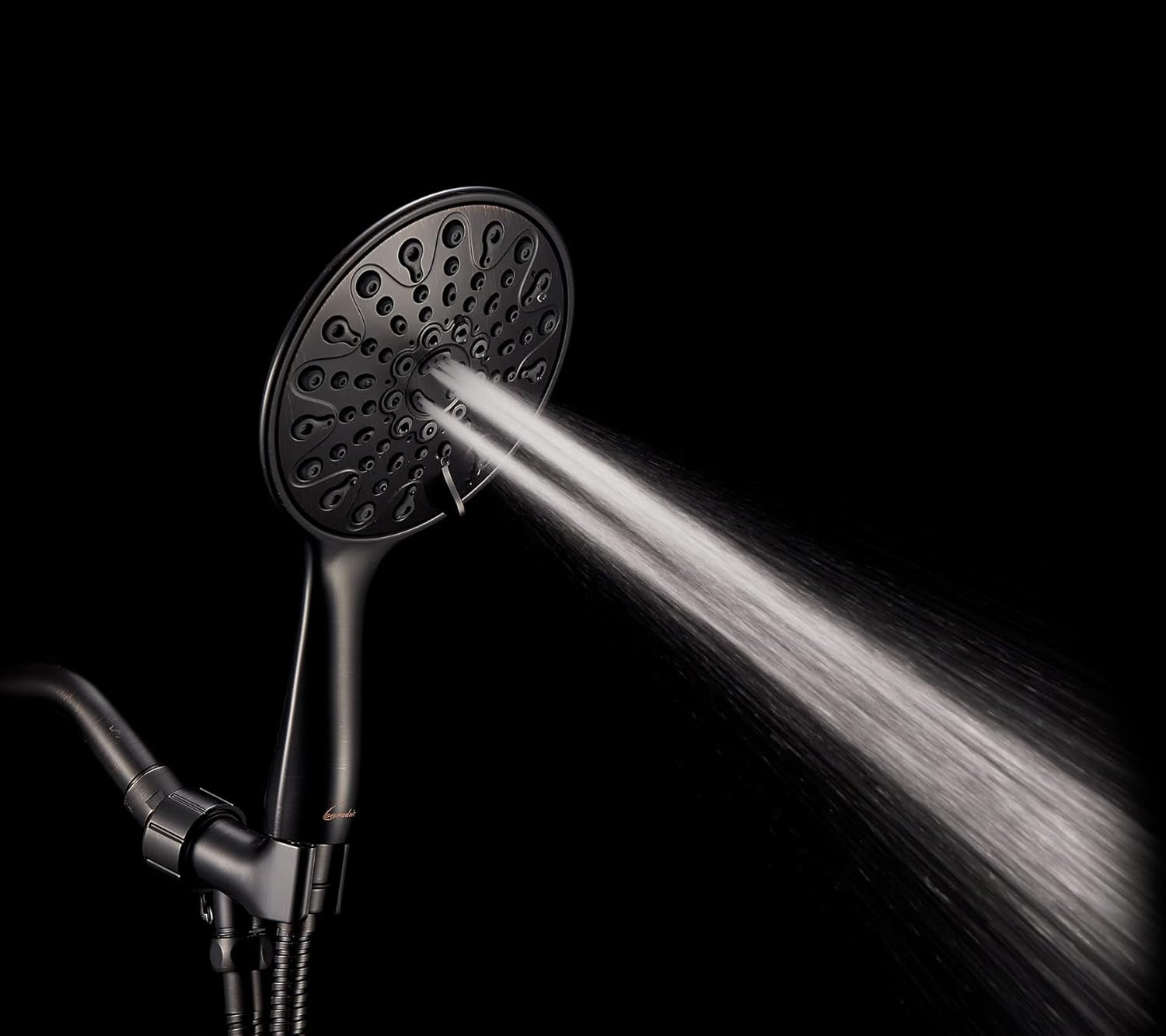 Handheld Shower Head, 6" Oil-Rubbed Bronze Face 6 Spray Setting Shower Head with High Pressure, Brass Swivel Ball Mount and Extra Long Flexible Stainless Steel Hose, 1.8 GPM for California