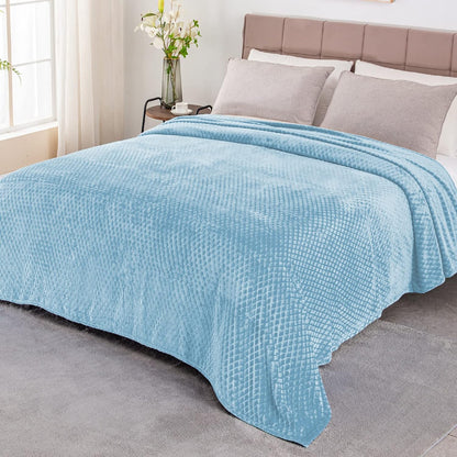 Diamond Ultra Soft Fleece Blanket, Twin Size Flannel Blankets for Bed (Ice Blue, 90 X 66 Inches) - Cozy, Warm and Lightweight