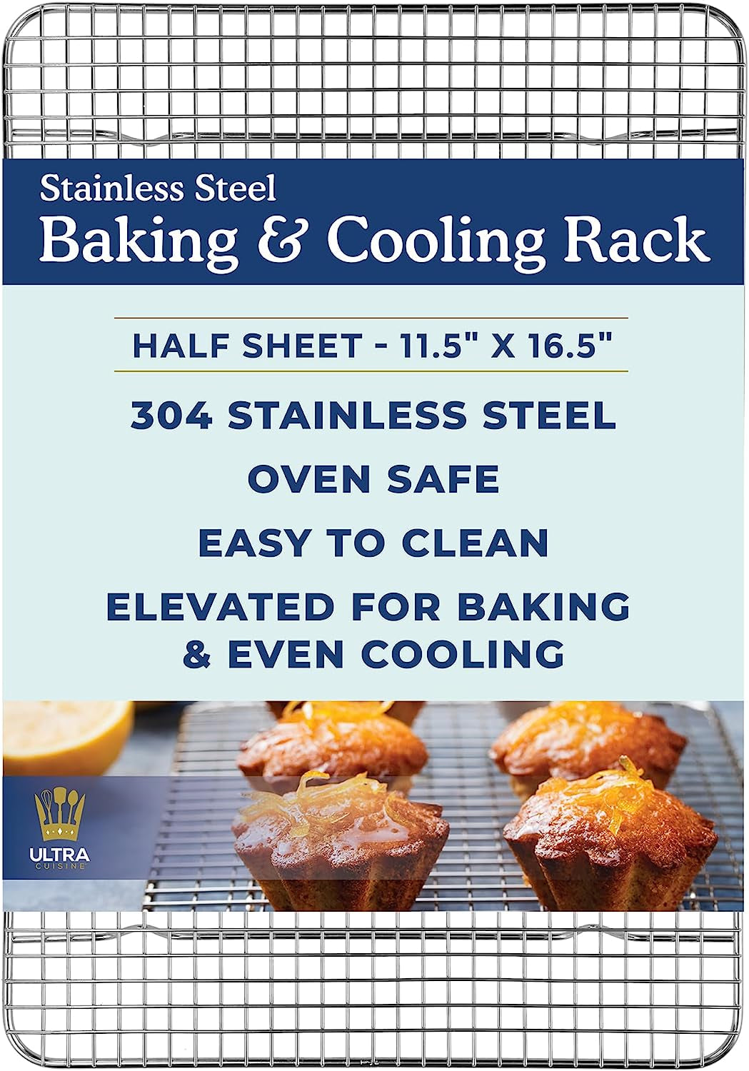 Heavy Duty Cooling Rack for Cooking and Baking - Professional Grade Premium100% Stainless Steel Baking Rack & Wire Cooling Rack - Cookie Cooling Racks for Baking - 11.5" X 16.5"