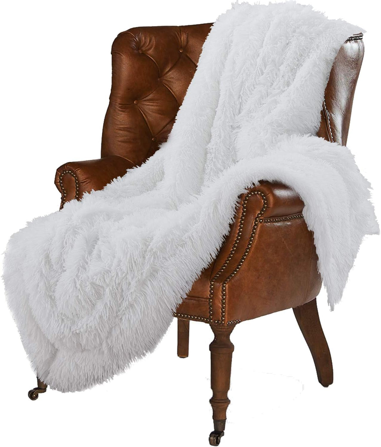 Super Soft Shaggy Faux Fur Throw Blanket, Plush Fuzzy Sherpa Throw Blanket for Couch, Cozy Fluffy White Blankets for Bed Chair Sofa, 60'' X 80''