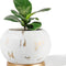 Planter Ceramic Plant Flower Pot - 5" Large Indoor Glazed Container Bonsai with Drainage Hole Saucer - Large Space, White&Golden