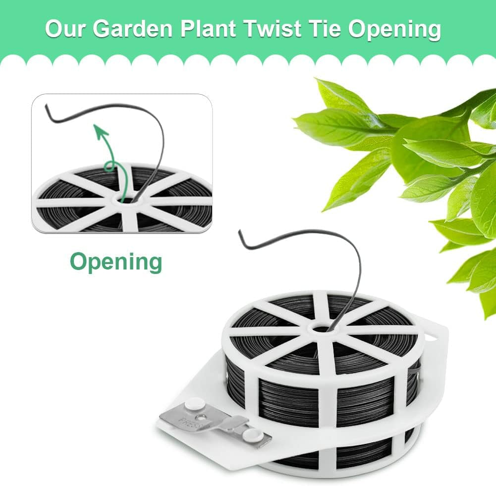 328 Feet Garden Plant Twist Tie with Cutter for Gardening, Home, Office (Black)