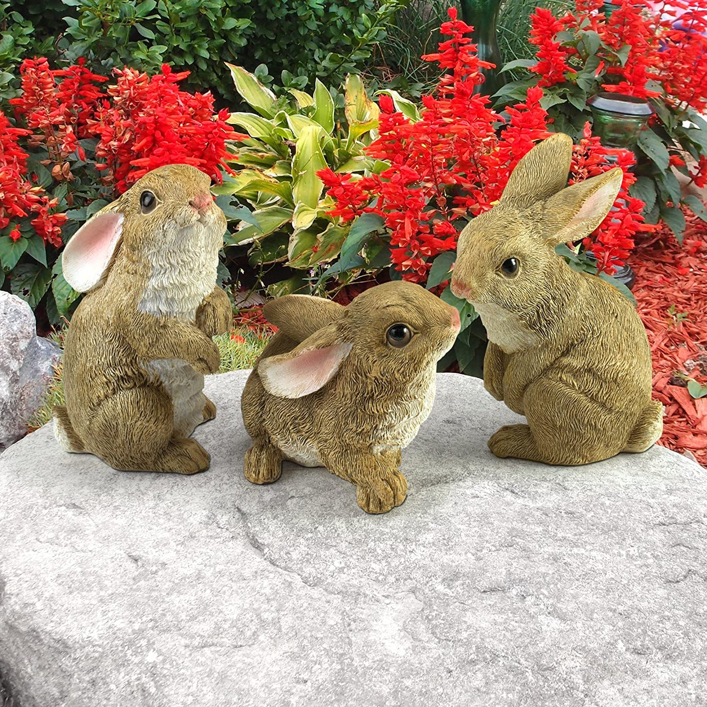 QM92008 the Bunny Den Rabbits Indoor/Outdoor Garden Animal Statues, 3 Inches Wide, 4 Inches Deep, 5 Inches High, Full Color Finish