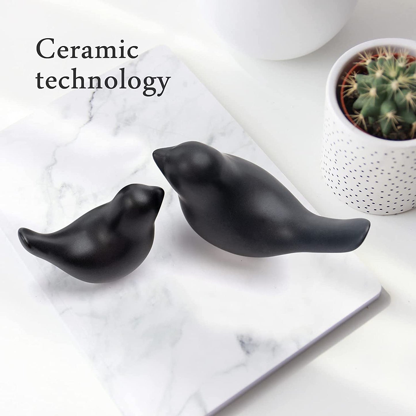 Small Animal Statues Home Decor Modern Style Birds Decorative Ornaments for Living Room, Bedroom, Office Desktop, Cabinets (Black 2Pcs)