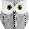 Owl Statue for Home Decor Accents Office Decoration, Handmade Polka Dots Buhos Modern Bird Figurine for Indoor Book Shelf Desktop Cabinet Fireplace Mantel Living Room Bedroom Ornament (White)