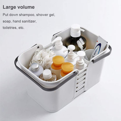 Plastic Storage Baskets with Handles, Storage Bin Protable Shower Caddy Baskets for Bathroom and Kitchen, (3 Pack, Grey)