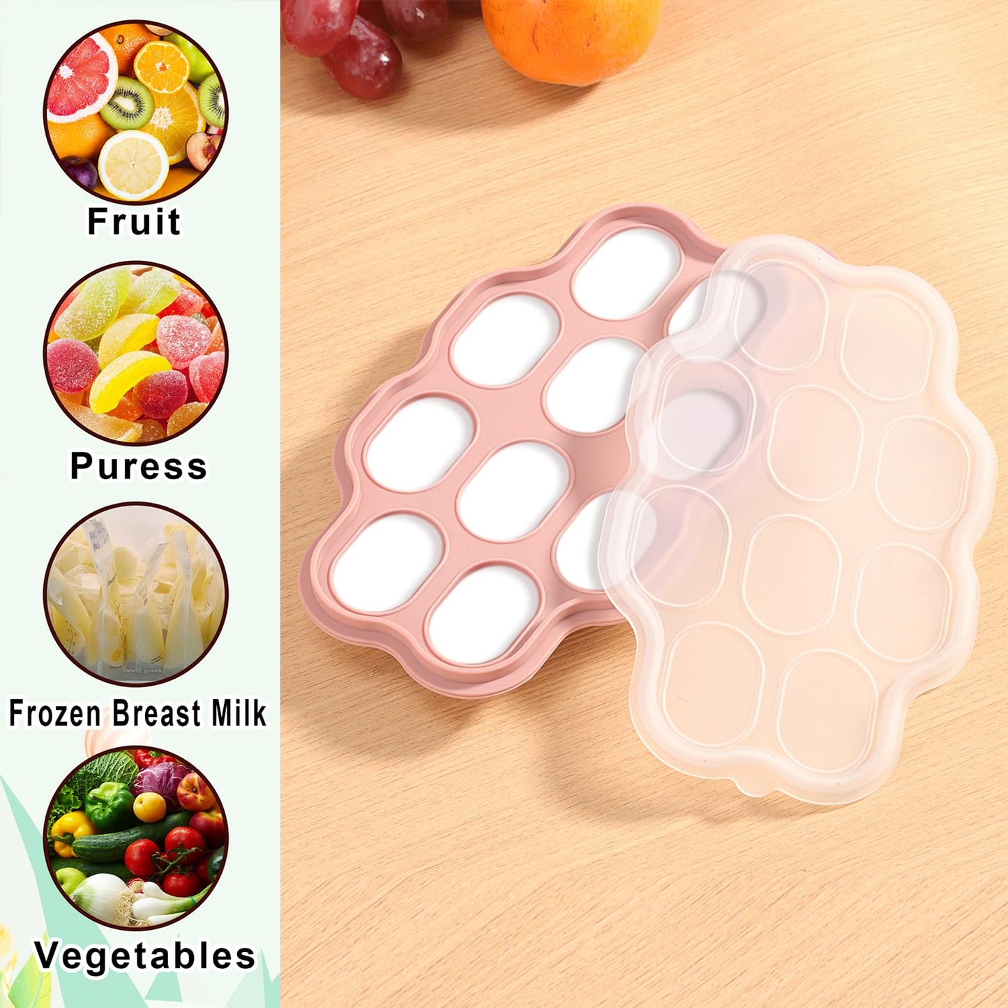 Baby Fruit Feeder Pacifier - 3 Pack | 1 Baby Food Feeder & 1 Baby Teether & 1 Baby Popsicle Molds | Breastmilk Popsicle Molds | Baby Teething Toys | Baby Fruit Food Feeder Pacifier | Teething (Blush)