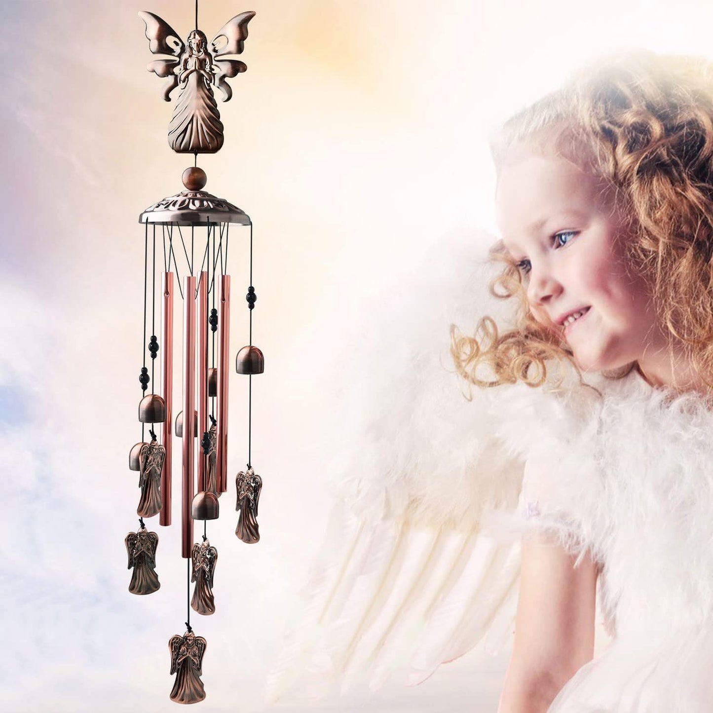 Angel Gifts for Grandma, Mother Wind Chimes,Birthday Gifts for Mom/Husband/Wife/Women/Aunt/Daughte/Friend/Niece/Sister/Teacher,Gardening Gifts,Memorial Windchime Outside,Yard Decor