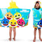 Kids Bath and Beach Soft Cotton Terry Hooded Towel Wrap, 24" X 50", Baby Shark