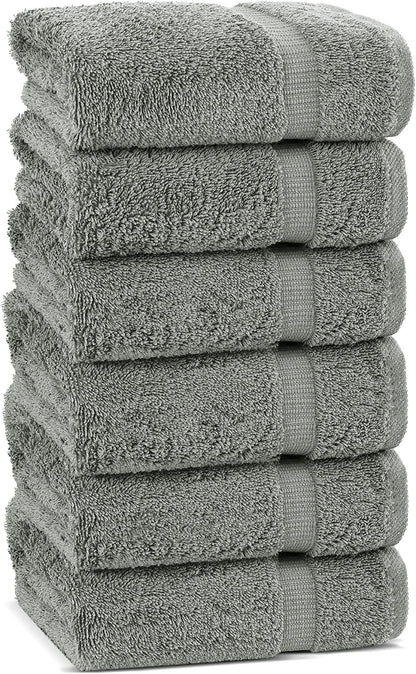 | Hotel & Spa Quality 100% Cotton Premium Turkish Towels | Soft & Absorbent (6-Piece Hand Towels, Gray)