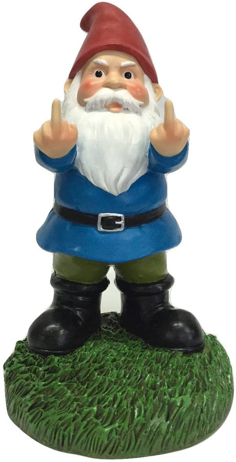 Middle Finger Gnome, 8.45In Tall - the Original Double Bird Garden Gnome Statue - Outdoor Funny Gnome Decoration and Lawn Ornament