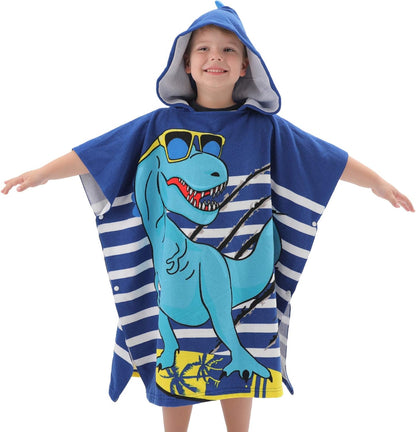 Dinosaur Bath Towel for Toddler Boys, Pool Hooded Towel for Kids, Hooded Bath Beach Towel Poncho for Bath/Pool/Beach Swim Cover