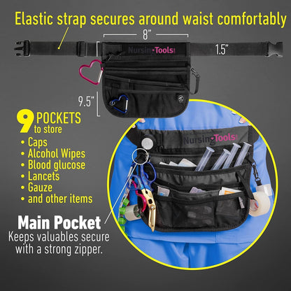 Kangapak Nurse Fanny Pack Multi Compartment Waist Organizer Tool Bag for Students, Practitioners & Medical Professionals