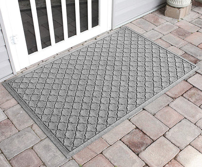 Waterhog Door Mat, 3' X 5' Made in USA, Durable and Decorative Floor Covering, Skid Resistant, Indoor/Outdoor, Water-Trapping, Cordova Collection, Medium Grey